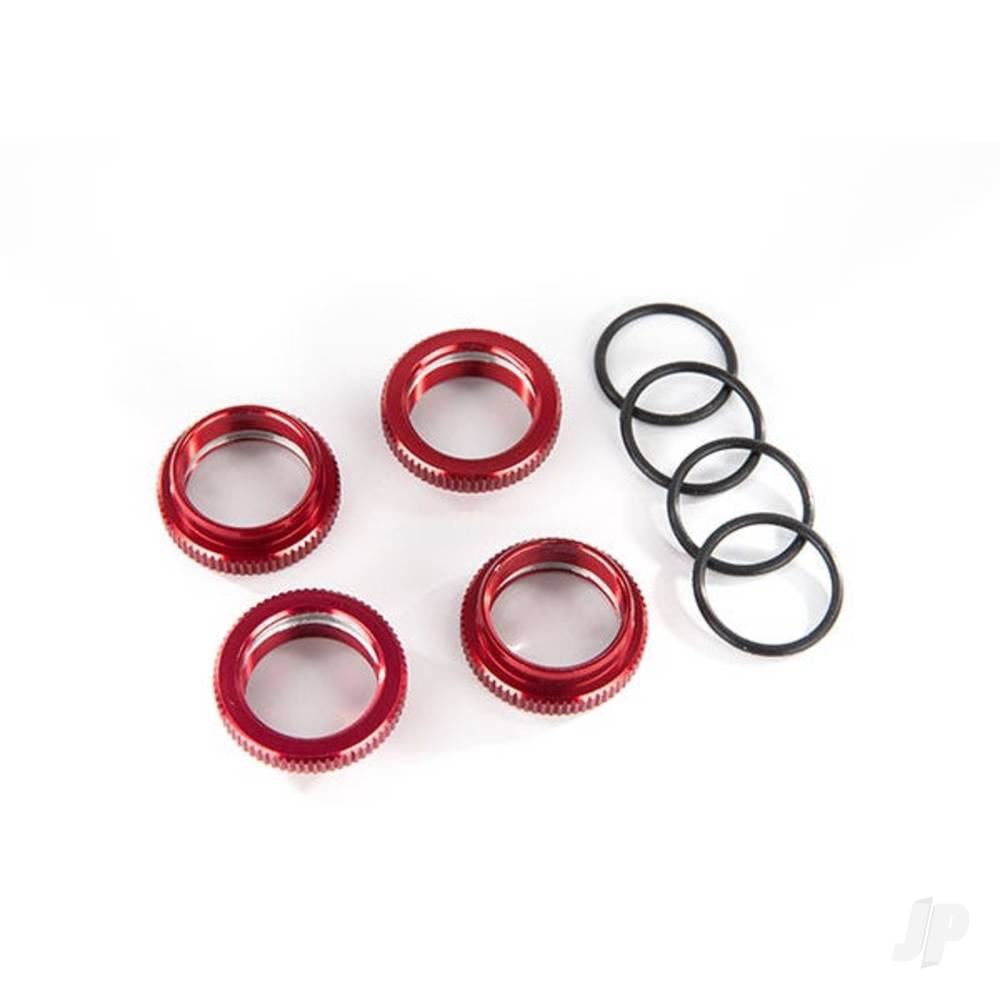 Traxxas Spring retainer (adjuster), Red-anodised aluminium, GT-Maxx shocks (4 pcs) (assembled with o-ring) TRX8968R