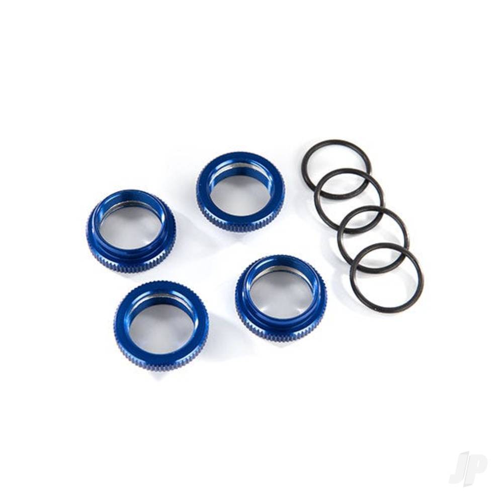 Traxxas Spring retainer (adjuster), Blue-anodised aluminium, GT-Maxx shocks (4 pcs) (assembled with o-ring) TRX8968X