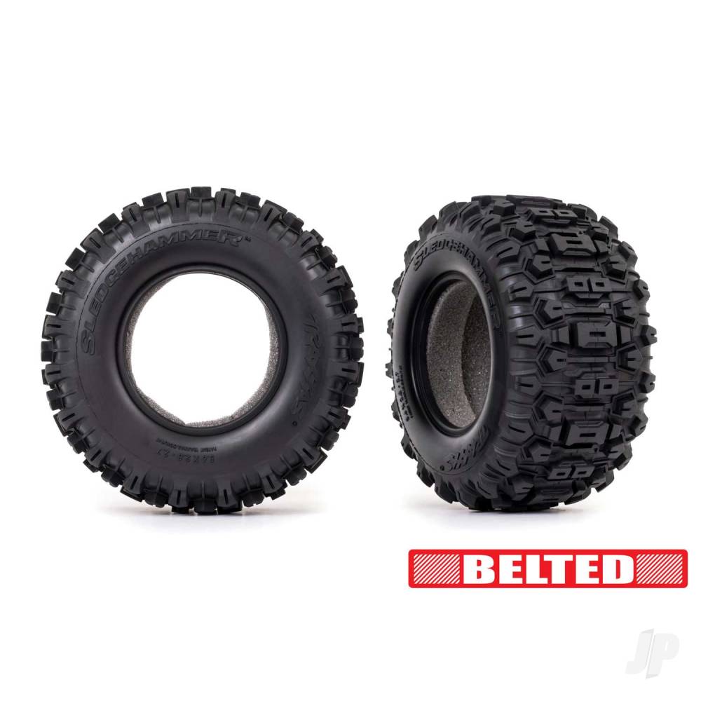 Traxxas Tyres, Sledgehammer All-Terrain 2.8" (belted, dual profile (2.9" outer, 3.8" inner)) (2)/ foam inserts (2) TRX8975