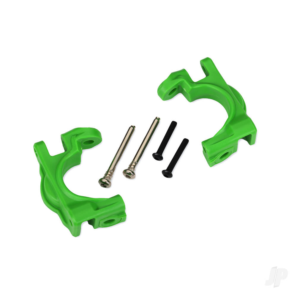 Traxxas Caster blocks (c-hubs), extreme heavy duty, green (left & right)/ 3x32mm hinge pins (2)/ 3x20mm BCS (2) (for use with #9080 upgrade kit) TRX9032G