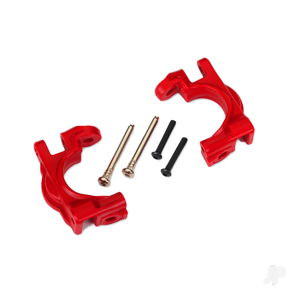 Traxxas Caster blocks (c-hubs), extreme heavy duty, red (left & right)/ 3x32mm hinge pins (2)/ 3x20mm BCS (2) (for use with #9080 upgrade kit) TRX9032R