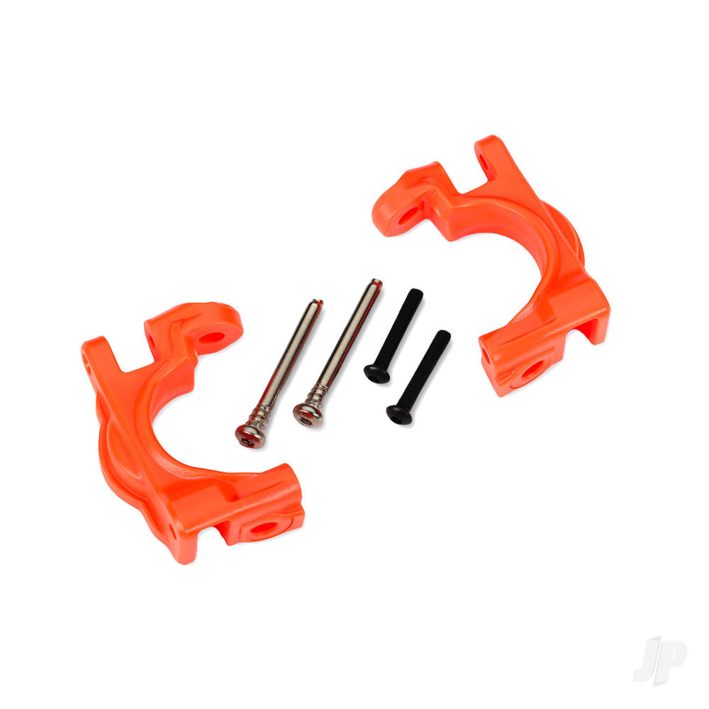 Traxxas Caster blocks (c-hubs), extreme heavy duty, orange (left & right)/ 3x32mm hinge pins (2)/ 3x20mm BCS (2) (for use with #9080 upgrade kit) TRX9032T