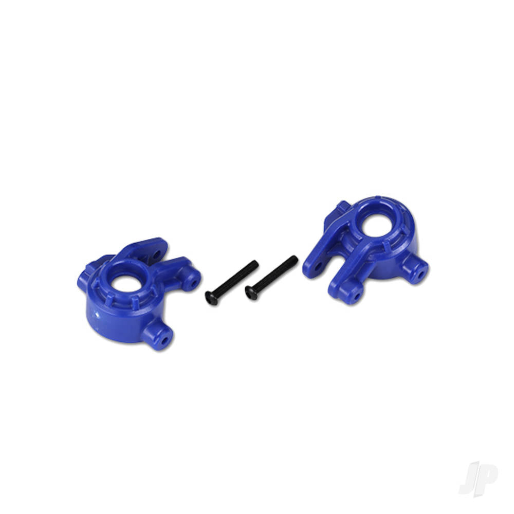 Traxxas Steering blocks, extreme heavy duty, blue (left &amp; right)/ 3x20mm BCS (2) (for use with #9080 upgrade kit) TRX9037X