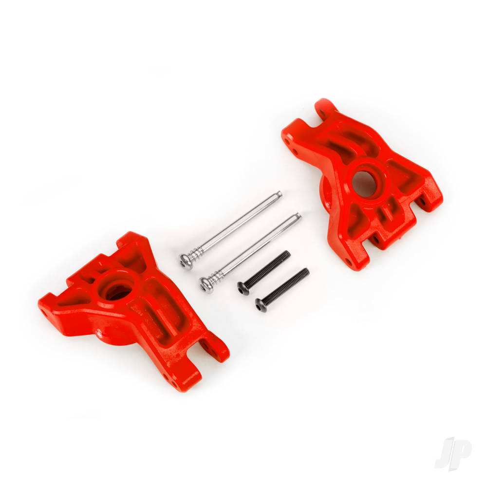 Traxxas Carriers, stub axle, rear, extreme heavy duty, red (left & right)/ 3x41mm hinge pins (2)/ 3x20mm BCS (2) (for use with #9080 upgrade kit) TRX9050R