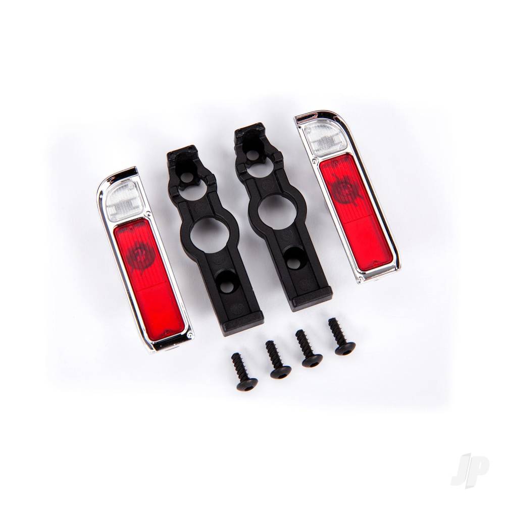 Traxxas Tail light housing, chrome (2)/ lens (2)/ retainers (left & right)/ 2.6x8 BCS (self-tapping) (4) TRX9119