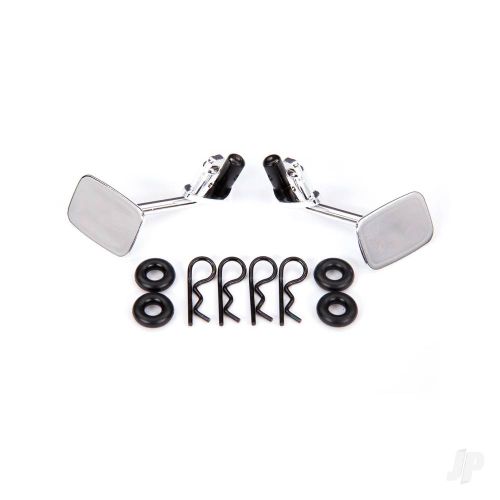 Traxxas Mirrors, side, chrome (left & right)/ o-rings (4)/ body clips (4) (fits #9112 body) TRX9121