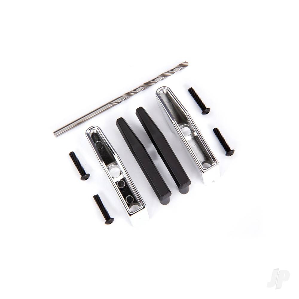 Traxxas Bumper pads/ bumper guards (chrome)/ 2.5x10 BCS (4)/ 2.7mm drill bit (fits #9126 or #9127 front bumpers) TRX9125