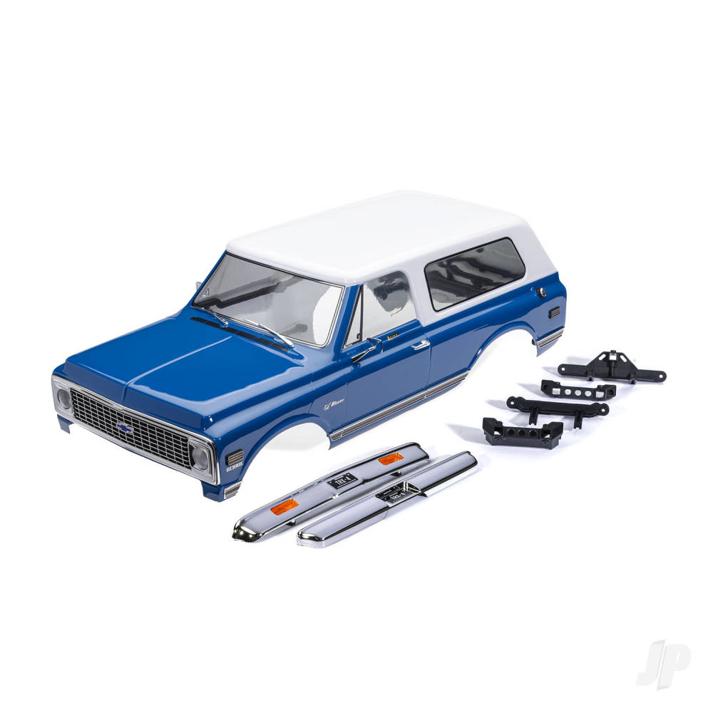 Traxxas Body, Chevrolet Blazer (1972), complete, blue & white (painted) (includes grille, side mirrors, door handles, windshield wipers, front & rear bumpers, clipless mounting) (requires #8072X inner fenders) TRX9130-BLWT