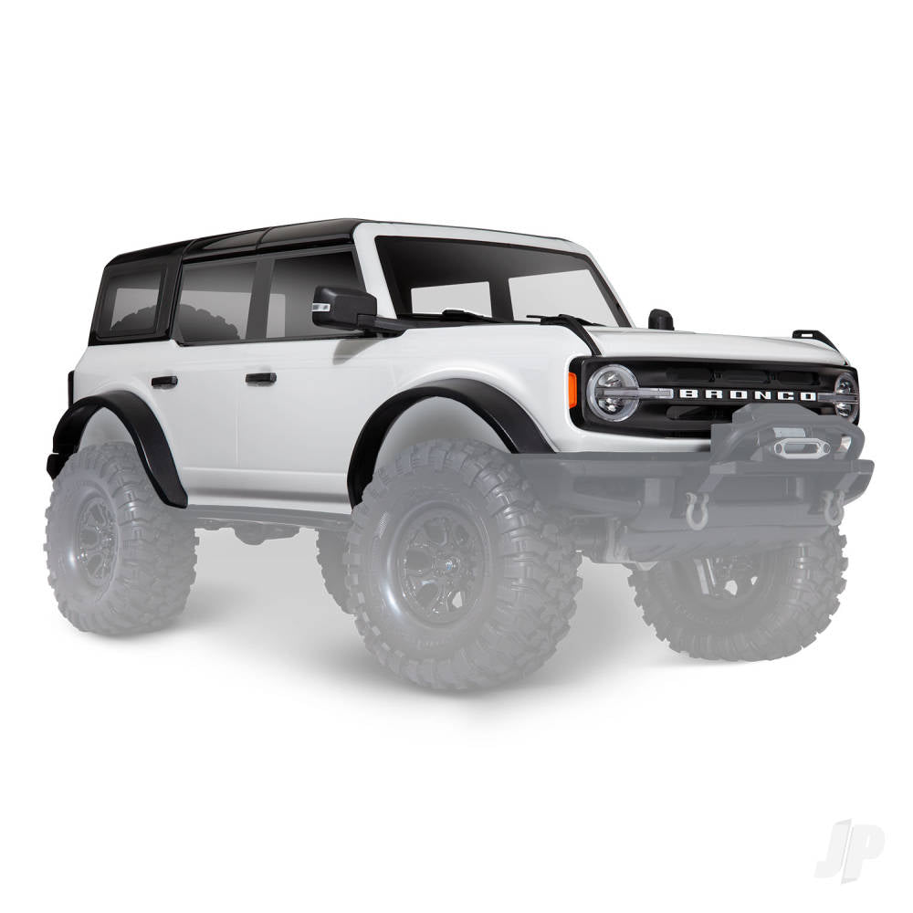 Traxxas Body, Ford Bronco (2021), complete, Oxford White (painted) (includes grille, side mirrors, door handles, fender flares, windshield wipers, spare Tyre mount, & clipless mounting) (requires #8080X inner fenders) TRX9211L