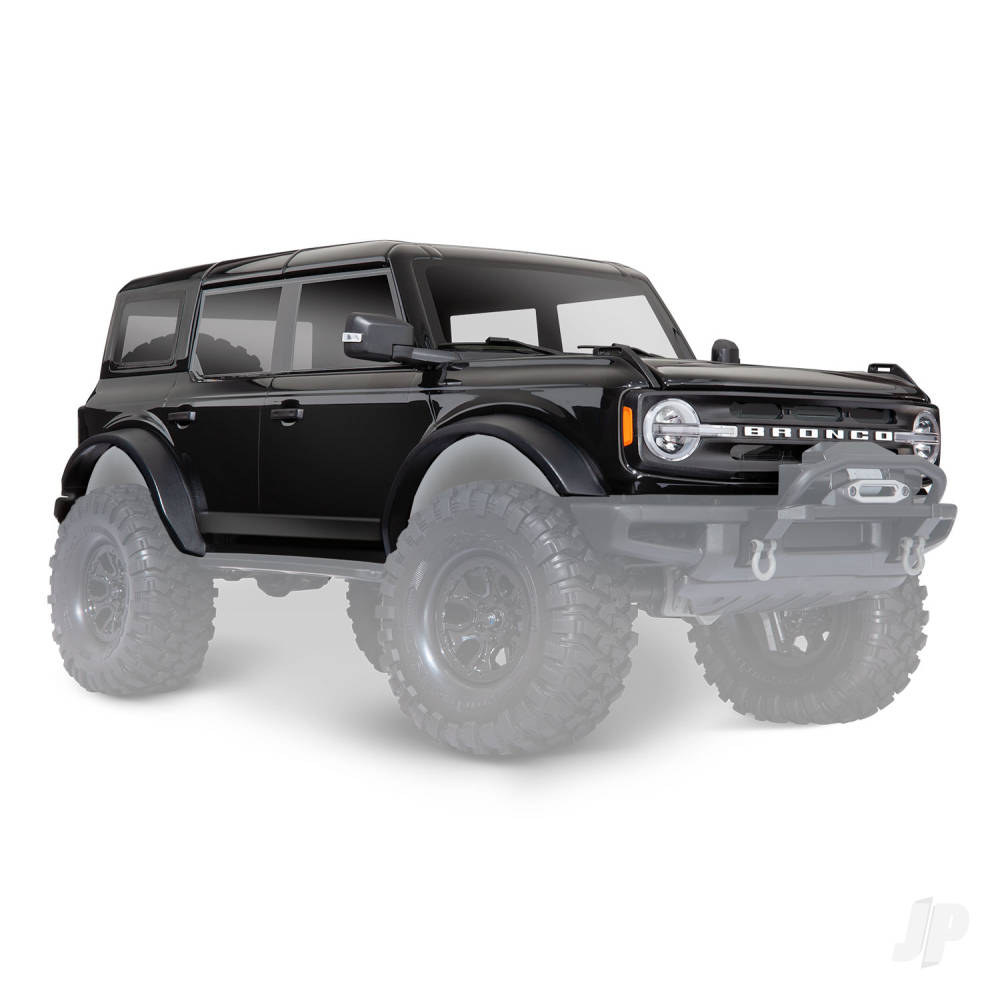 Traxxas Body, Ford Bronco (2021), complete, Shadow Black (painted) (includes grille, side mirrors, door handles, fender flares, windshield wipers, spare Tyre mount, & clipless mounting) (requires #8080X inner fenders) TRX9211T