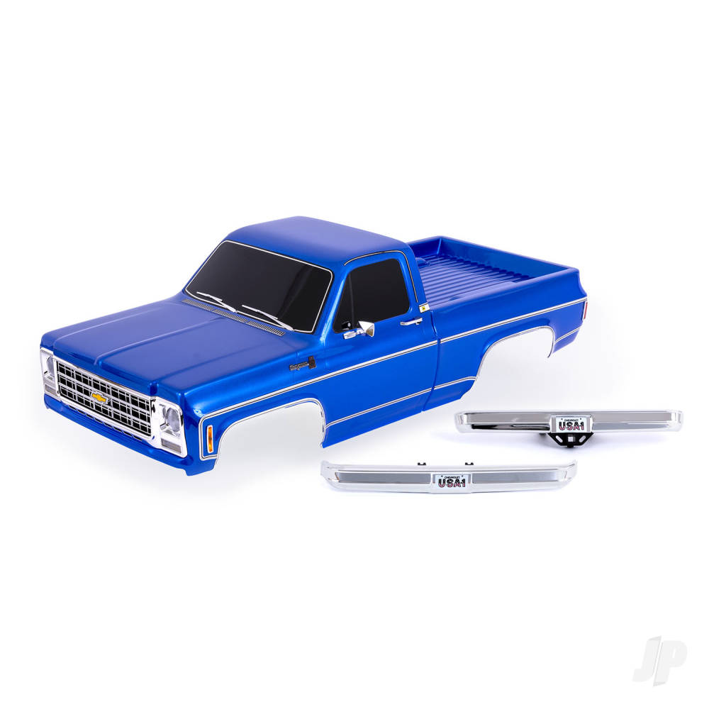 Traxxas Body, Chevrolet K10 Truck (1979), complete, blue (painted, decals applied) (includes grille, side mirrors, door handles, windshield wipers, front & rear bumpers, clipless mounting) (requires #9288 inner fenders) TRX9212-BLUE