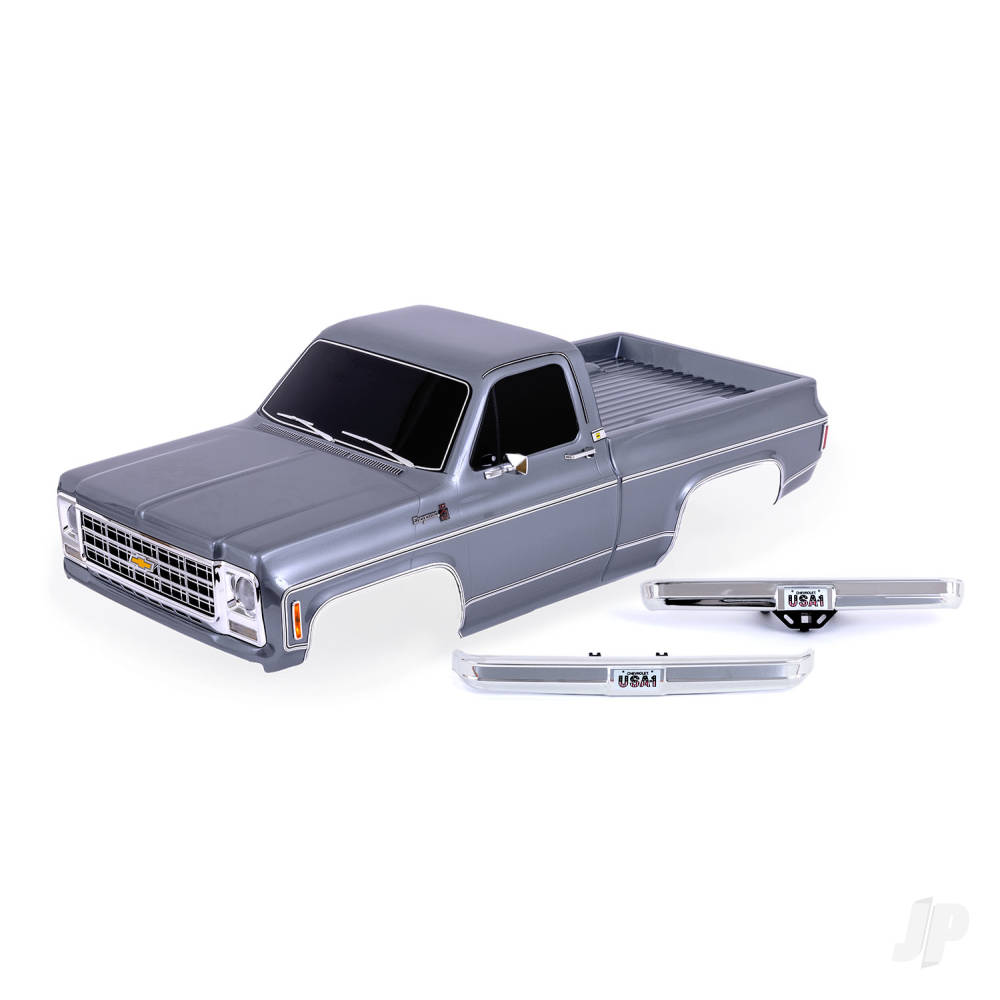 Traxxas Body, Chevrolet K10 Truck (1979), complete, silver (painted, decals applied) (includes grille, side mirrors, door handles, windshield wipers, front & rear bumpers, clipless mounting) (requires #9288 inner fenders) TRX9212-SLVR