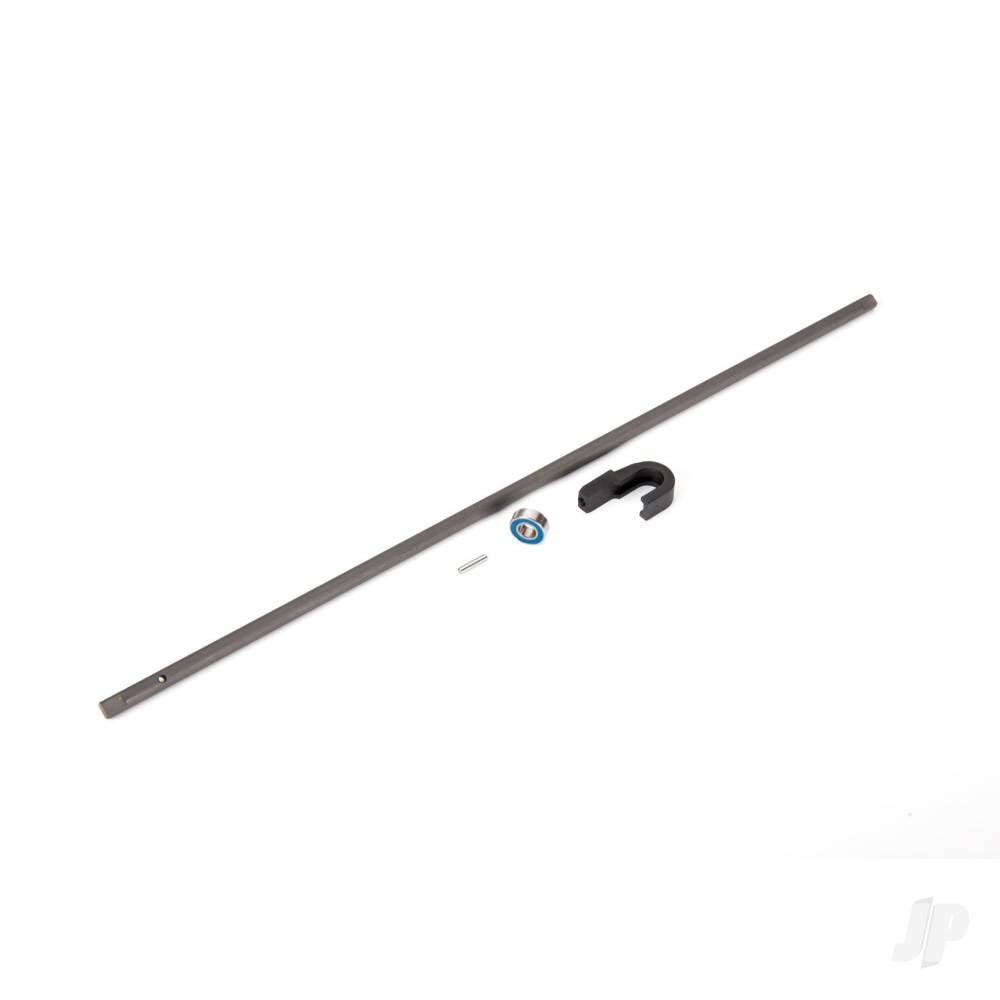 Traxxas Driveshaft, Center, steel (278mm)/ pin/ support, Center driveshaft/ 5x11x4 bearing TRX9356