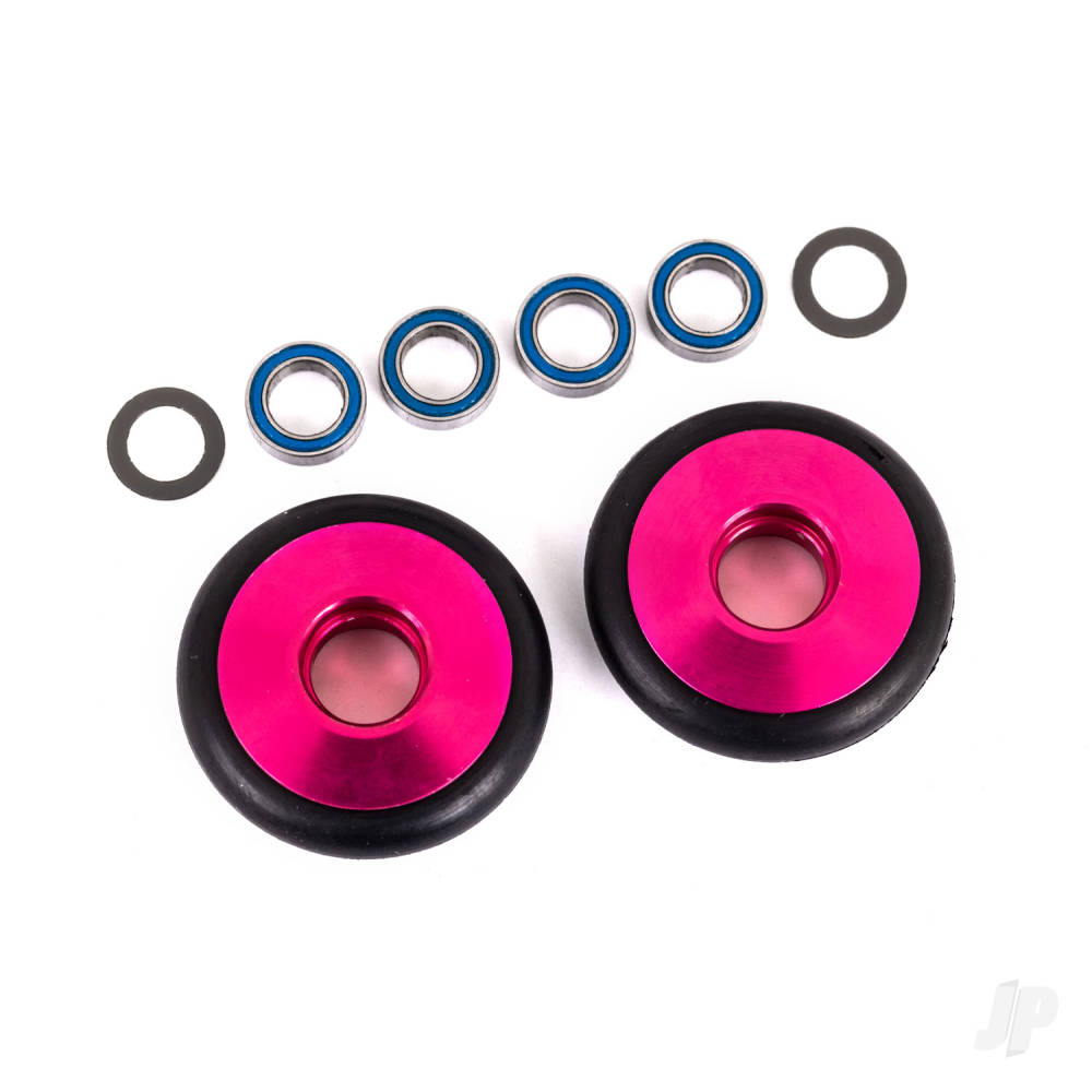 Traxxas Wheels, wheelie bar, 6061-T6 aluminium (pink-anodised) (2)/ 5x8x2.5mm ball bearings (4)/ o-rings (2)/ 5x8x0.3mm TW (2) TRX9461P