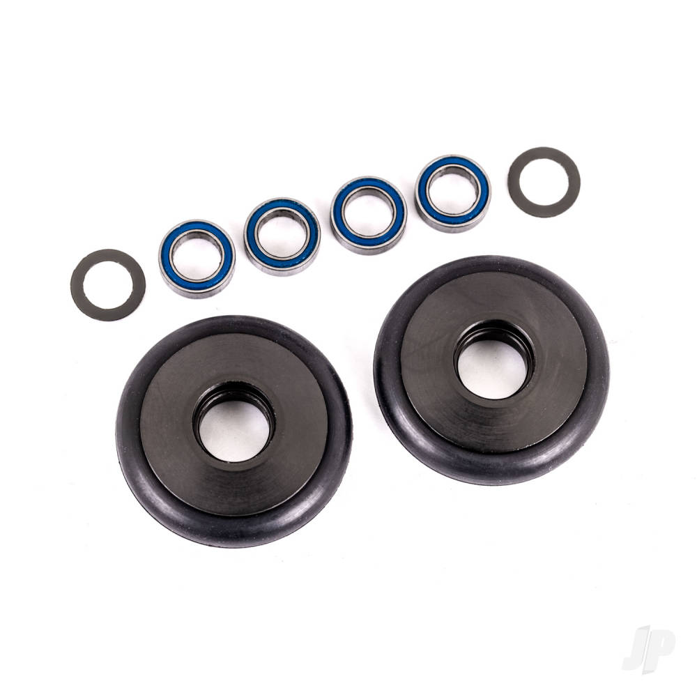 Traxxas Wheels, wheelie bar, 6061-T6 aluminium (gray-anodised) (2)/ 5x8x2.5mm ball bearings (4)/ o-rings (2)/ 5x8x0.3mm TW (2) TRX9461T