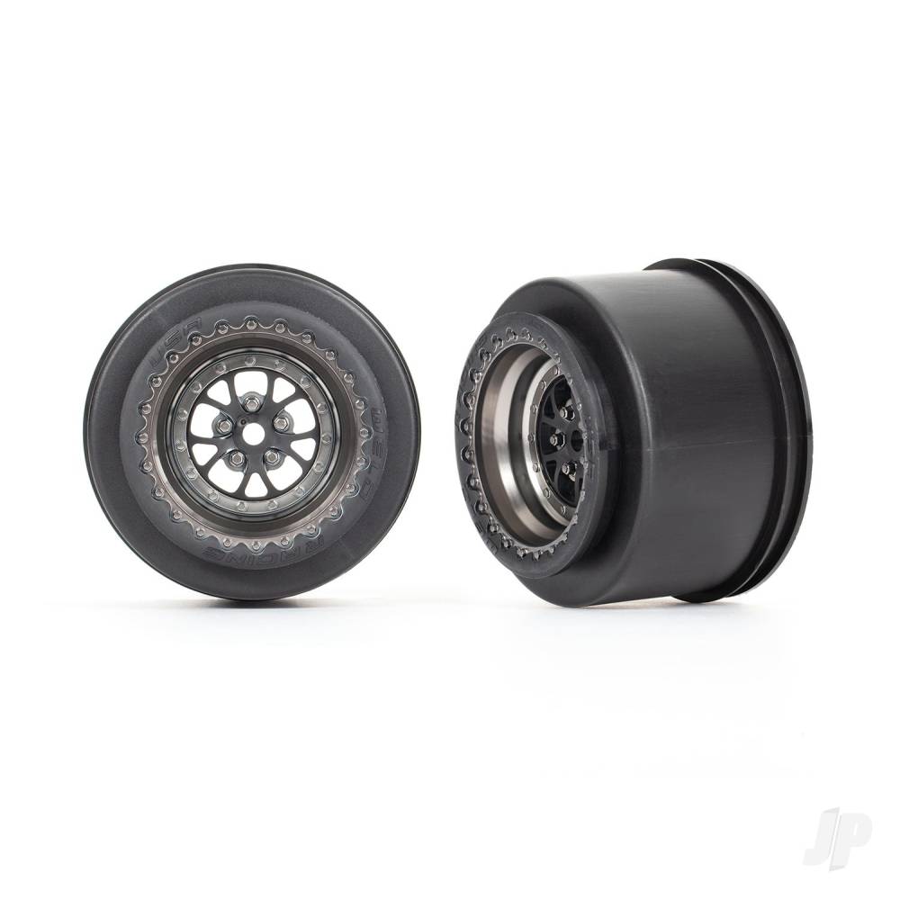 Traxxas Wheels, Weld satin black chrome (rear) (2) TRX9473A