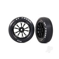 Traxxas Tyres &amp; wheels, assembled, glued (Weld gloss black wheels, tyres, foam inserts) (front) (2) TRX9474