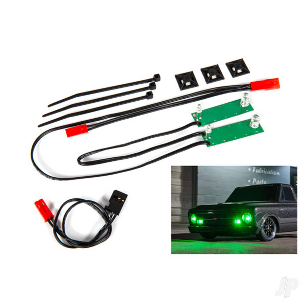 Traxxas LED light set, front, complete (green) (includes light harness, power harness, zip ties (9)) TRX9496G