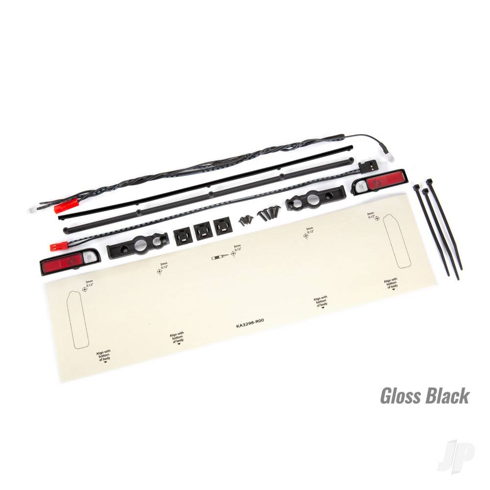 Traxxas LED lights, tail lights (red)/ zip ties (9)/ tail light housings (left & right)/ tailgate trim (black) TRX9497