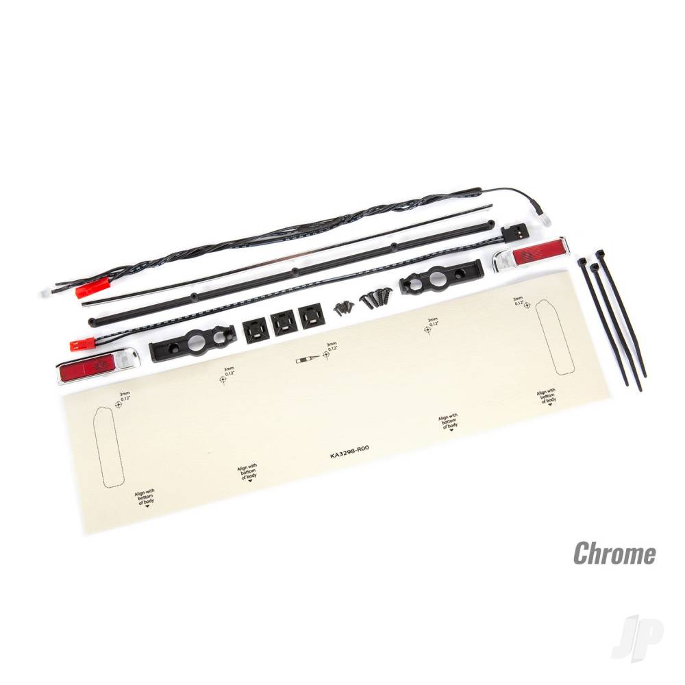 Traxxas LED lights, tail lights (red)/ zip ties (9)/ tail light housings (left & right)/ tailgate trim (chrome) TRX9497R