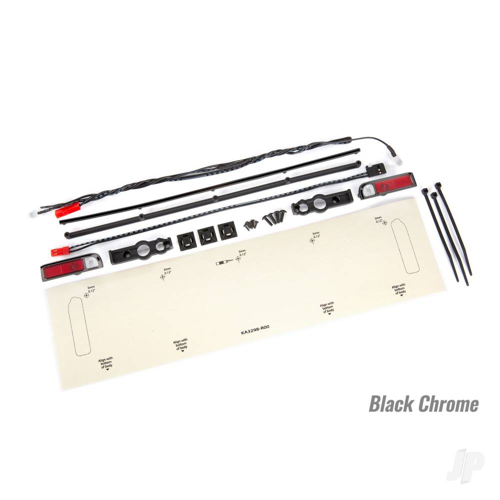 Traxxas LED lights, tail lights (red)/ zip ties (9)/ tail light housings (left & right)/ tailgate trim (black chrome) TRX9497X