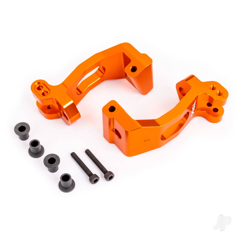 Traxxas Caster blocks (c-hubs), 6061-T6 aluminium (orange-anodised), left & right/ kingpin bushings (4) TRX9532T