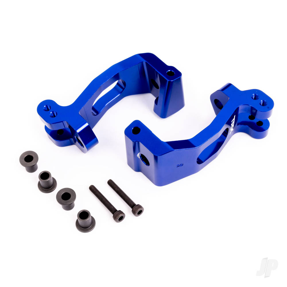 Traxxas Caster blocks (c-hubs), 6061-T6 aluminium (blue-anodised), left & right/ kingpin bushings (4) TRX9532X