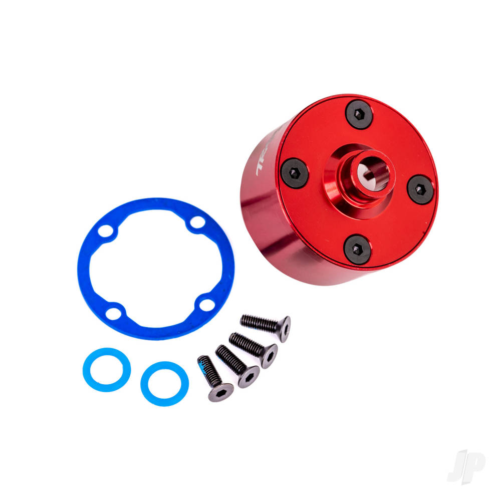 Traxxas Carrier, differential (aluminium, red-anodised)/ differential bushing/ ring gear gasket/ 3x10mm CCS (4) TRX9581R