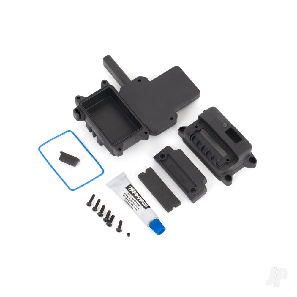 Traxxas Box, receiver (sealed) w / ESC mount / receiver cover / access plug / foam pads / silicone grease / 2.5x10 CS (2) / 3x10 BCS (1) TRX9624