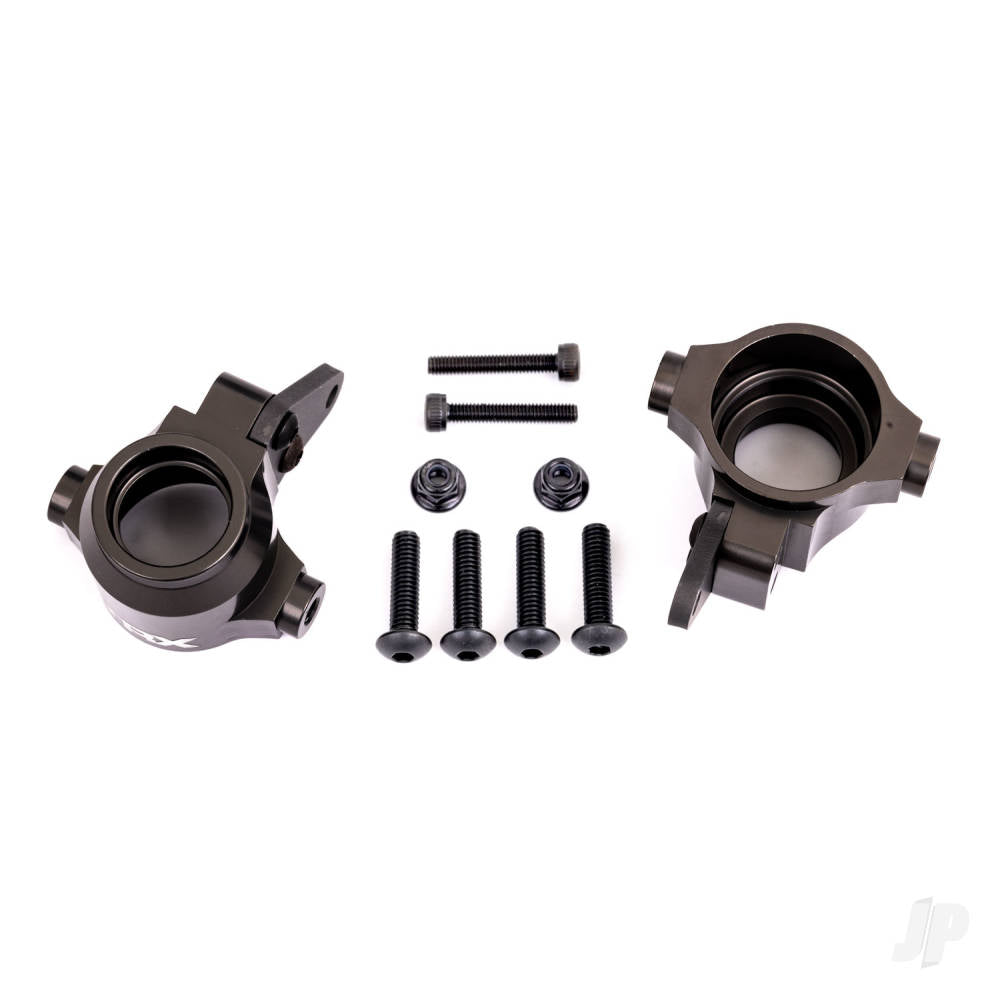 Traxxas Steering blocks, 6061-T6 aluminium (dark titanium-anodised), left & right/ steering block arms (2) TRX9635A