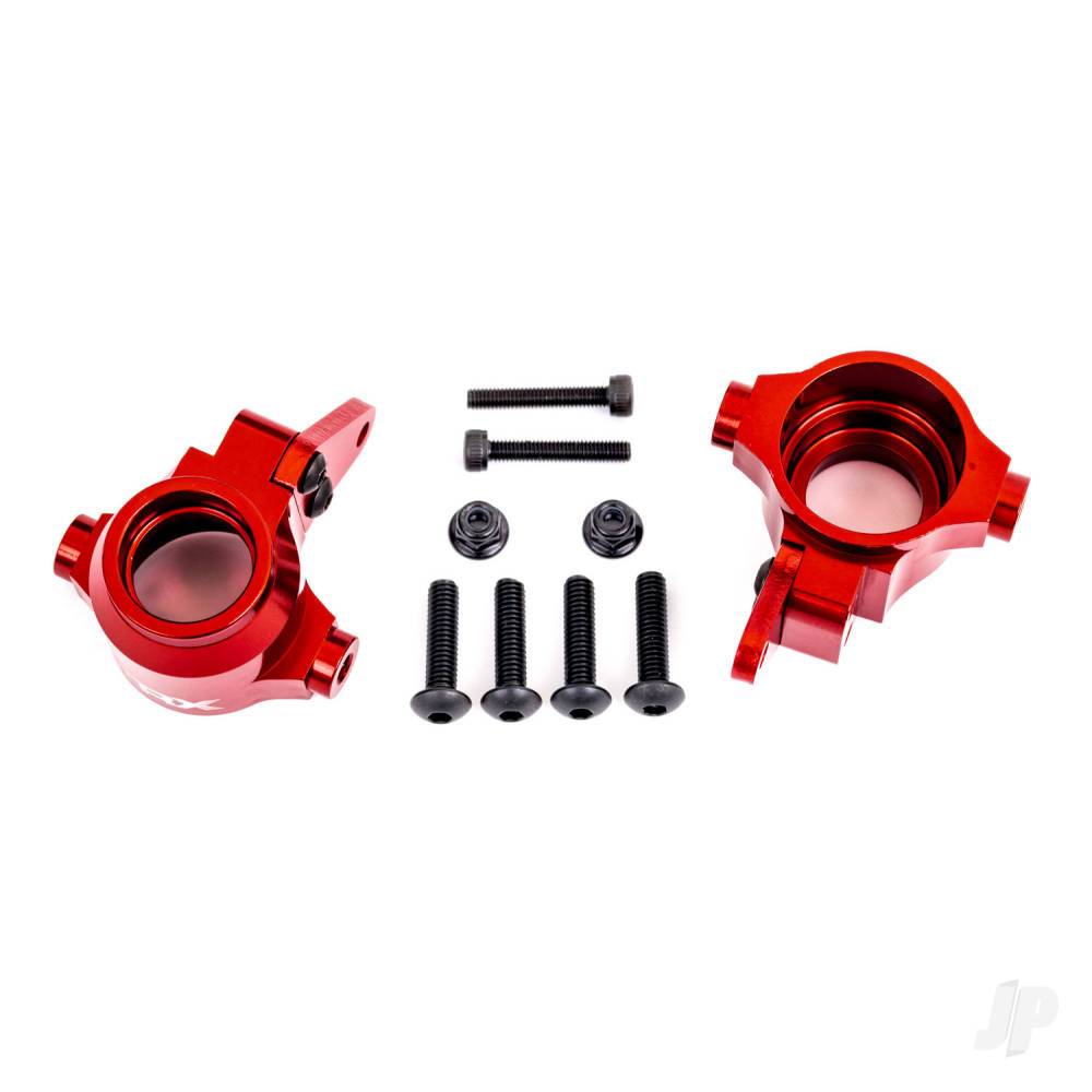 Traxxas Steering blocks, 6061-T6 aluminium (red-anodised), left & right)/ steering block arms (2) TRX9635R