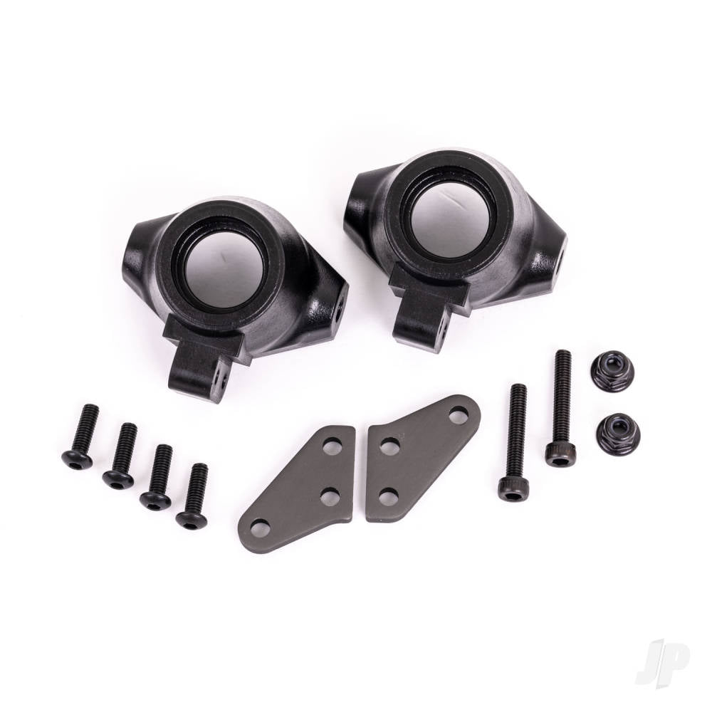 Traxxas Steering blocks, left & right / steering block arms (aluminium, dark titanium-anodised) (2) / 3x18mm CS (2) / M3x0.5mm NL (2) TRX9637A