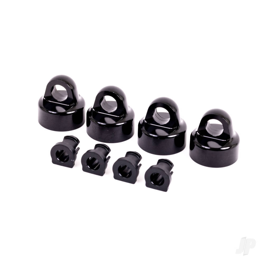 Traxxas Shock caps, aluminium (black-anodised), GT-Maxx shocks (4) / spacers (4) (for Sledge) TRX9664A