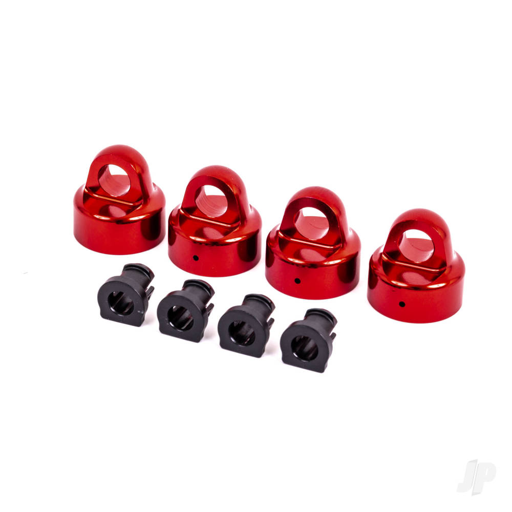 Traxxas Shock caps, aluminium (red-anodised), GT-Maxx shocks (4) / spacers (4) (for Sledge) TRX9664R