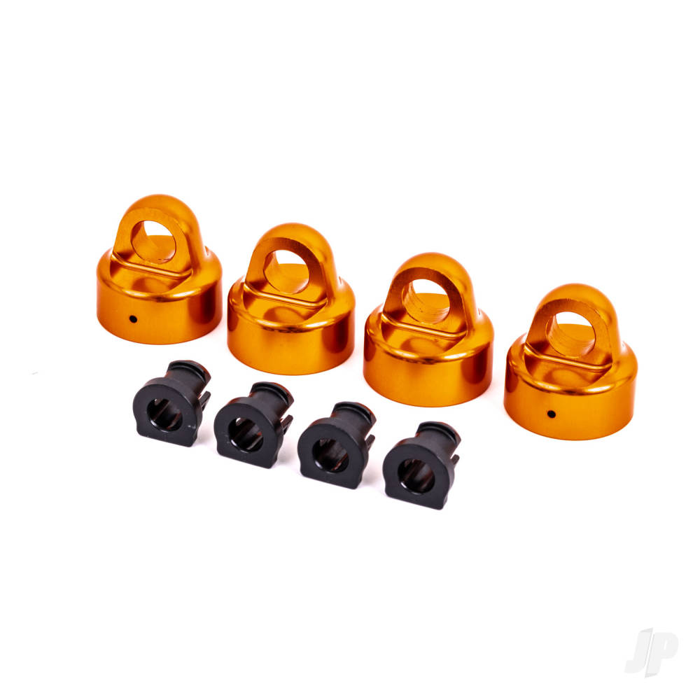 Traxxas Shock caps, aluminium (orange-anodised), GT-Maxx shocks (4) / spacers (4) (for Sledge) TRX9664T