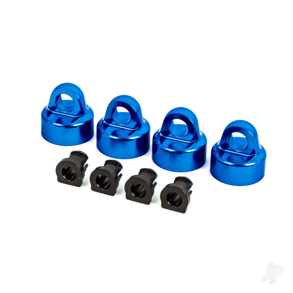 Traxxas Shock caps, aluminium (blue-anodised), GT-Maxx shocks (4) / spacers (4) (for Sledge) TRX9664X