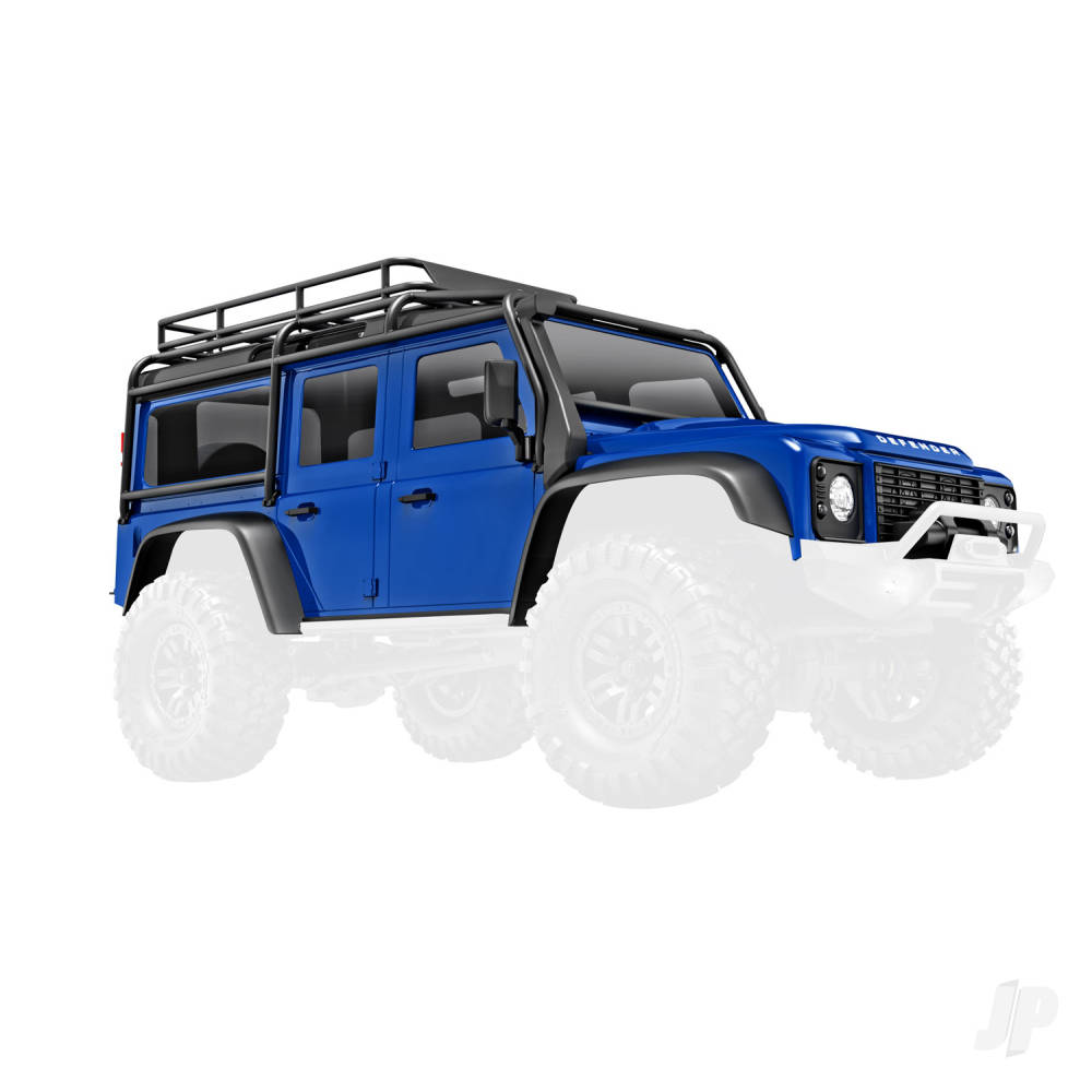 Traxxas Body, Land Rover Defender, complete, blue (includes grille, side mirrors, door handles, fender flares, windshield wipers, spare Tyre mount, & clipless mounting) TRX9712-BLUE