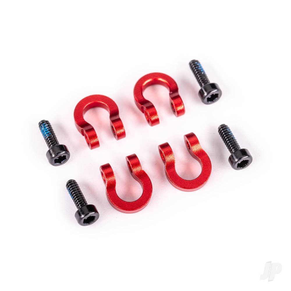 Traxxas Bumper D-rings, front or rear, 6061-T6 aluminium (red-anodised) (4)/ 1.6x5mm CS (with threadlock) (4) (fits #9734X or 9735X aluminium bumpers) TRX9734R