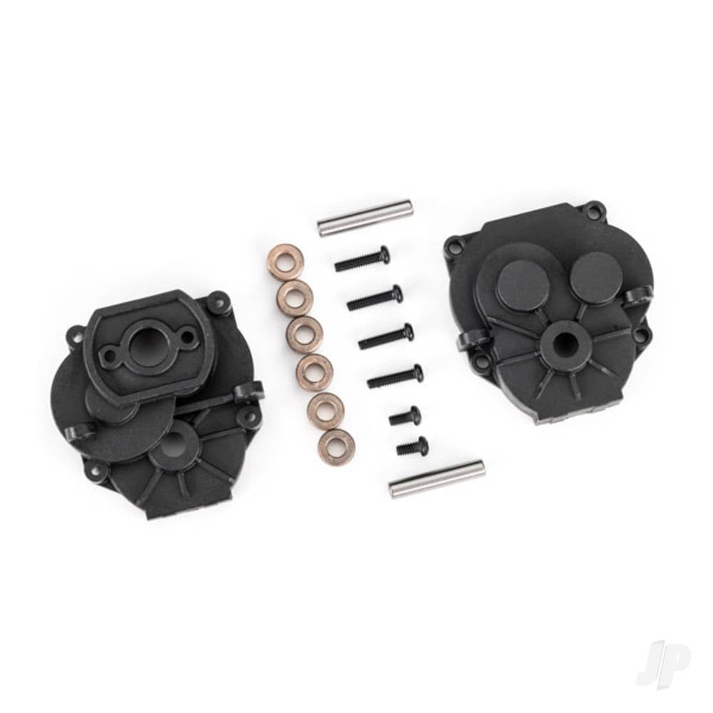 Traxxas Gearbox housing (front & rear)/ 2x4mm BCS (with threadlock) (2)/ 2x8mm BCS (4)/ 3x16mm pins (2) TRX9747