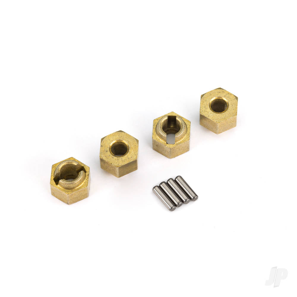 Traxxas Wheel hubs, 7mm hex (brass) (4)/ axle pins (8) TRX9750X