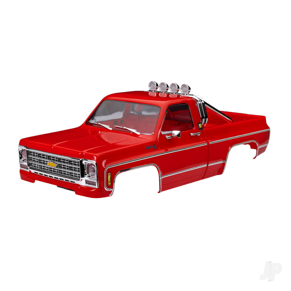 Traxxas Body, Chevrolet K10 Truck (1979), complete, red (includes grille, side mirrors, door handles, roll bar, windshield wipers, & clipless mounting) (requires #9835 front & rear bumpers) TRX9811-RED