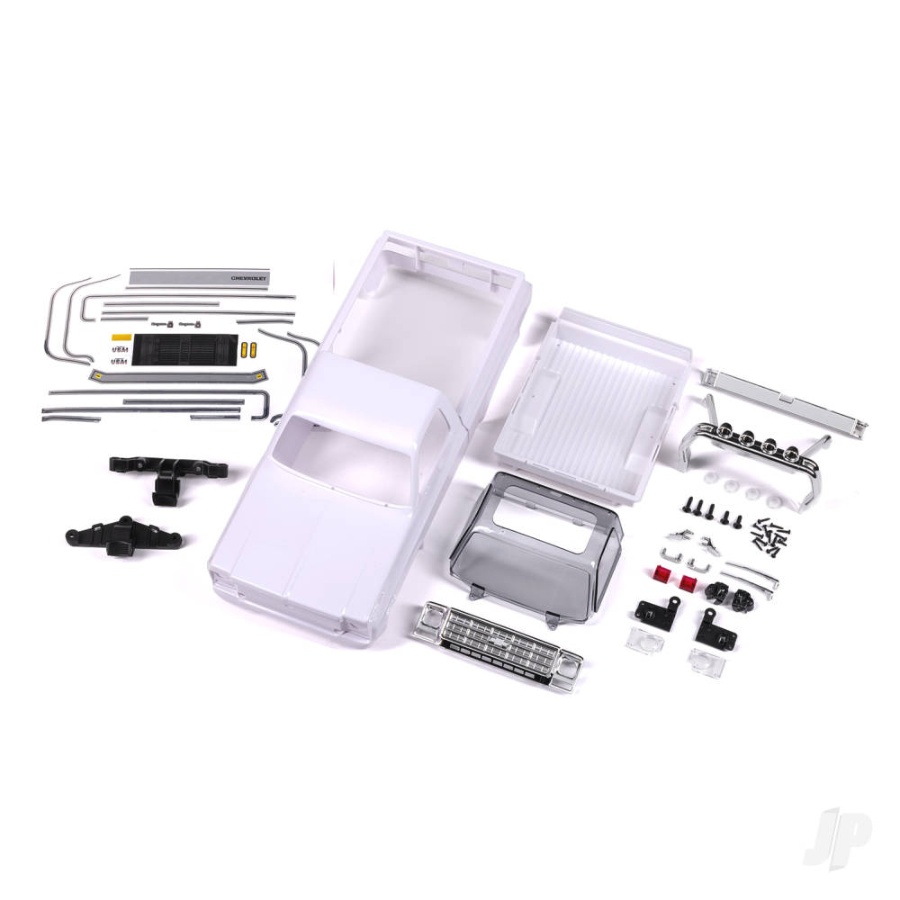 Traxxas Body, Chevrolet K10 Truck (1979), complete (unassembled) (white, requires painting) (includes grille, side mirrors, door handles, roll bar, windshield wipers, & clipless mounting) (requires #9835 front & rear bumpers) TRX9811