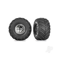 Traxxas Tyres &amp; wheels, assembled (chrome 1.2&quot; wheels, Terra Groove 3.0x1.0&quot; tyres) (2) TRX9867