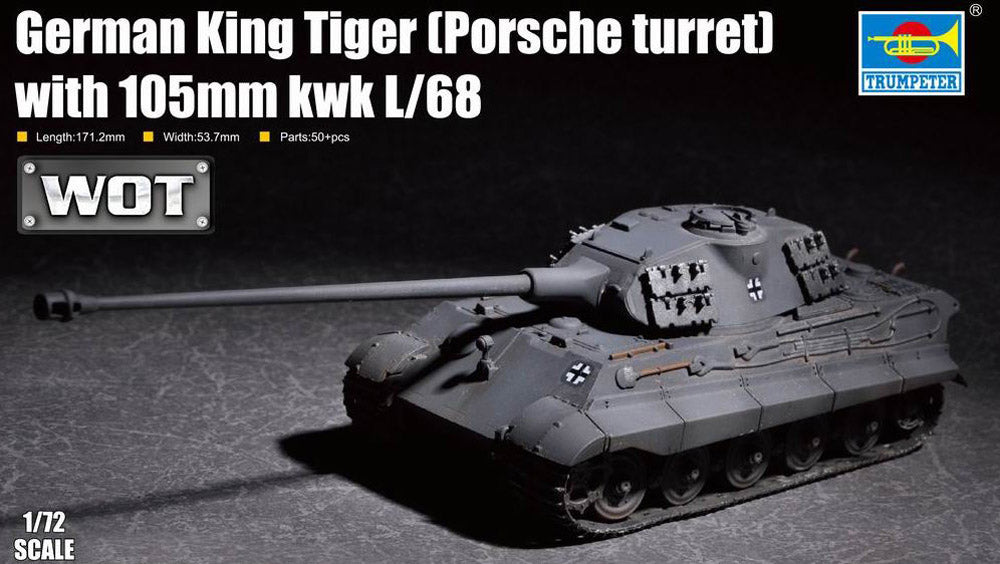 Trumpeter 1:72 - German King Tiger(Porsche) 105mm kWh L/68