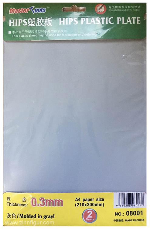 Trumpeter 0.3mm HIPS plastic sheet (210x300mm x 2 pcs) PKTM08001