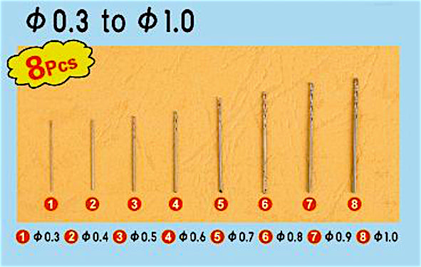 Trumpeter Trumpeter Drill Set 1 (8 pcs ø 0.3 to ø 1.0mm) PKTM09954