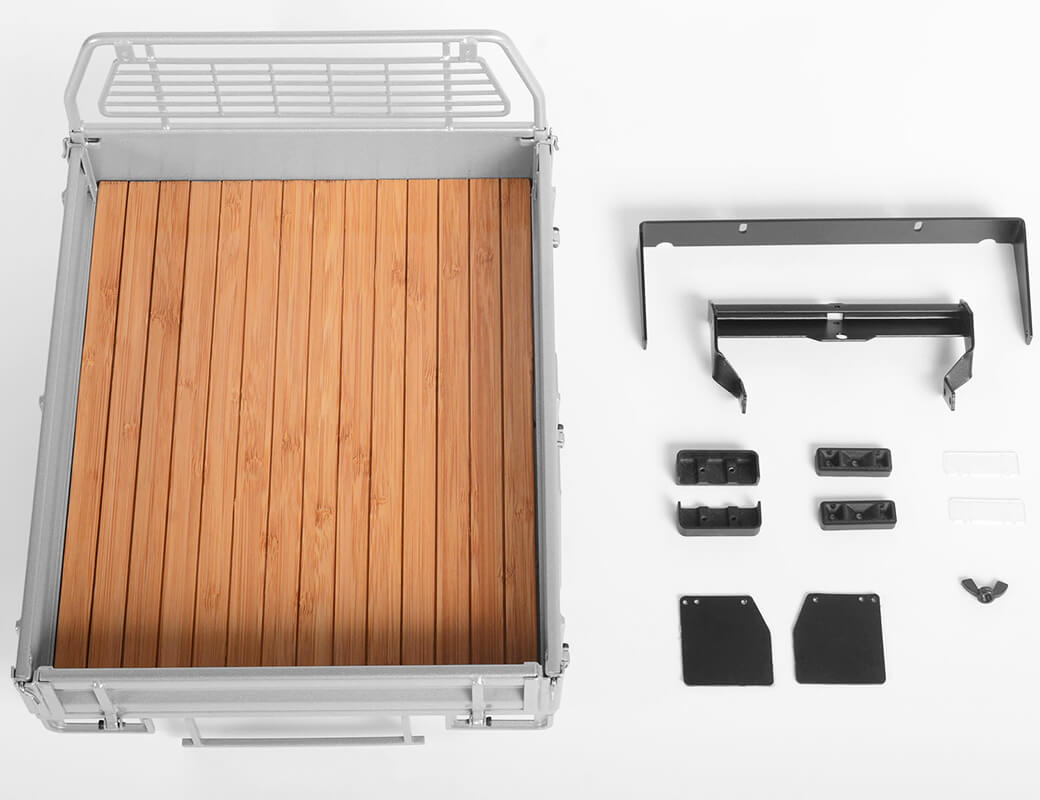 RC4WD KOBER REAR BED W/TYRE HOLDER & MUD FLAPS FOR RC4WD TF2 LWB TOYOTA LC70 (SILVER) VVV-C0460