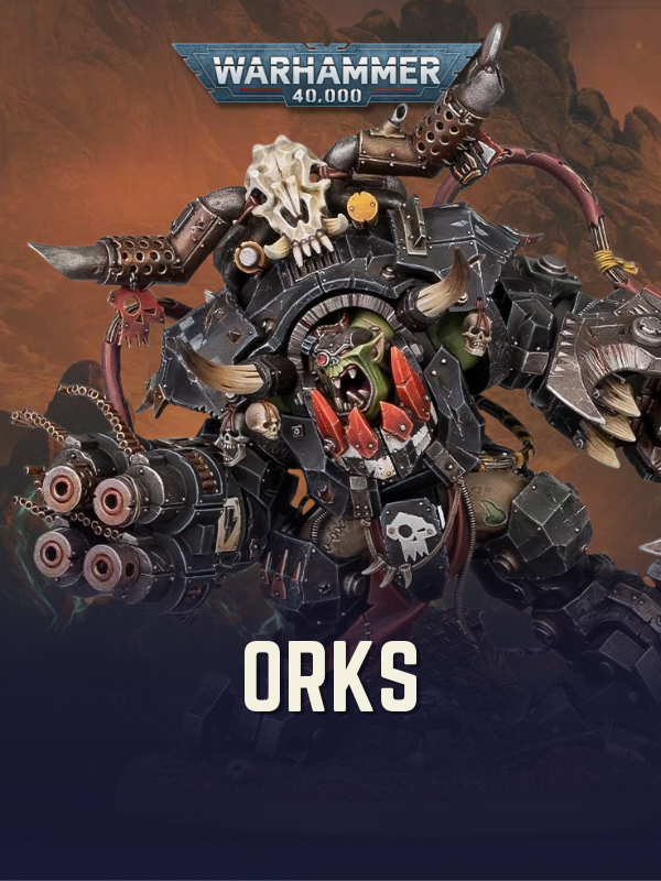 Warhammer 40,000 Orks figure with detailed design on a dark background