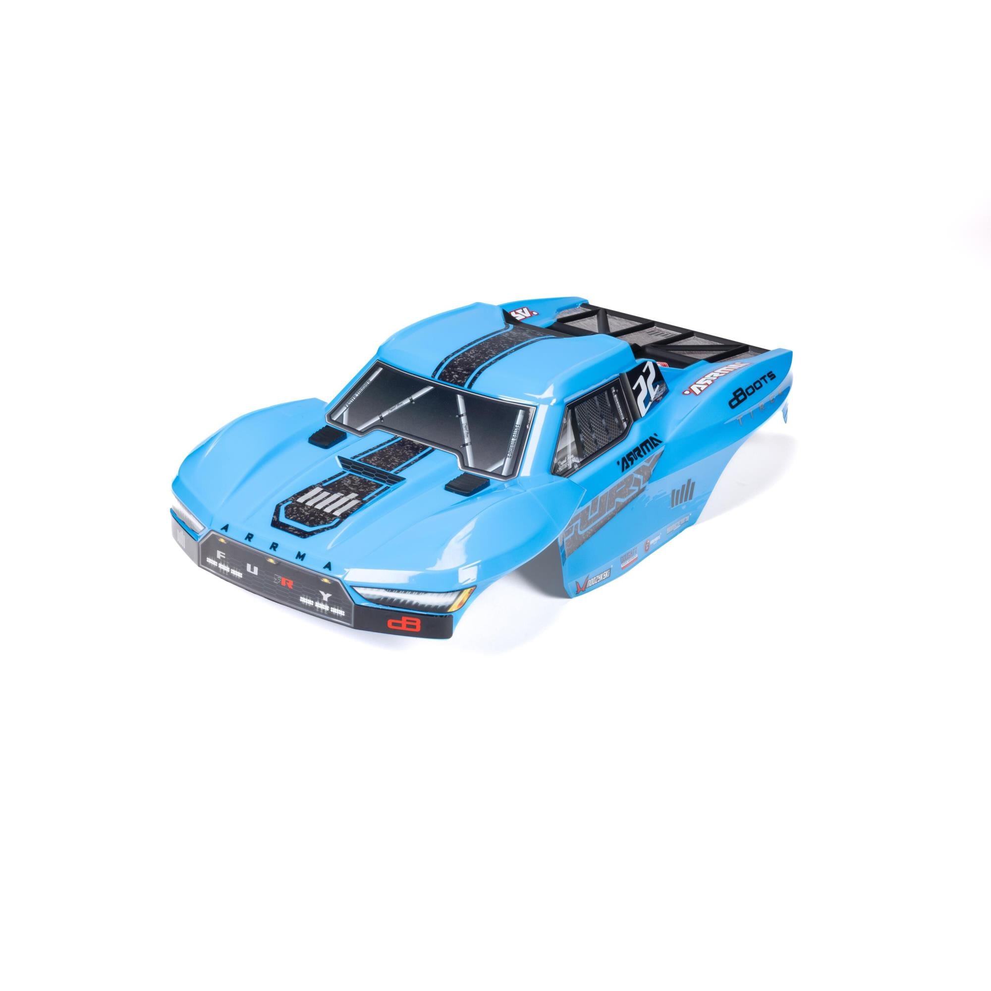 1/10 Clipless Painted Trimmed Body Set with Decals, Blue: FU