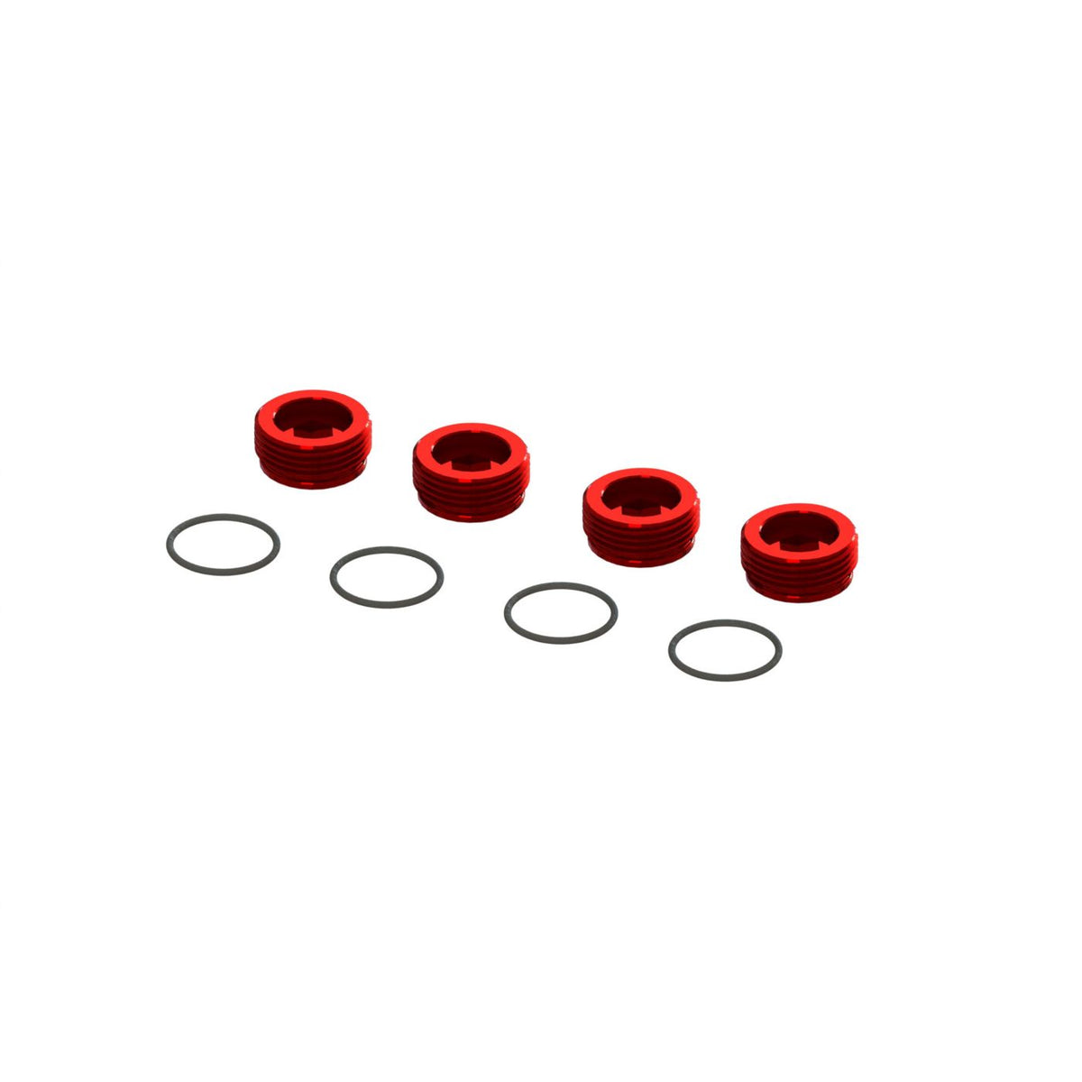 Aluminum Front Hub Nut Red (4) inc O-Rings